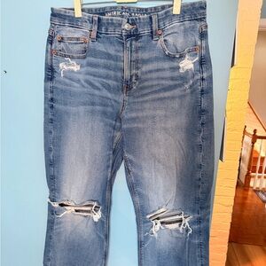 American Eagle Outfitters Ripped Blue Boyfriend Jeans